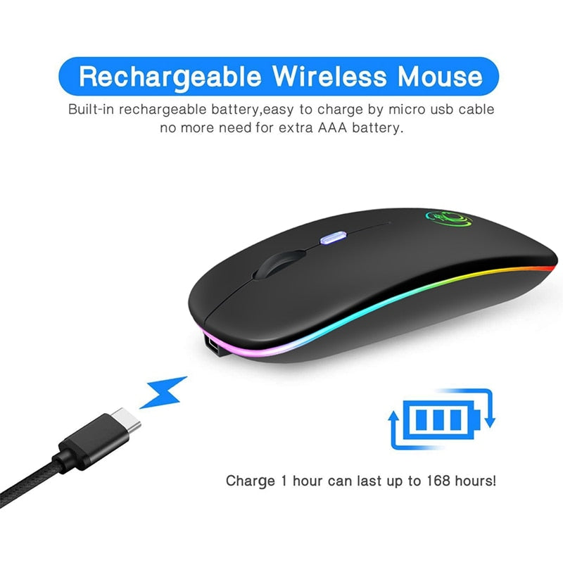 Mouse Wireless Bluetooth RGB Recarregável iMice